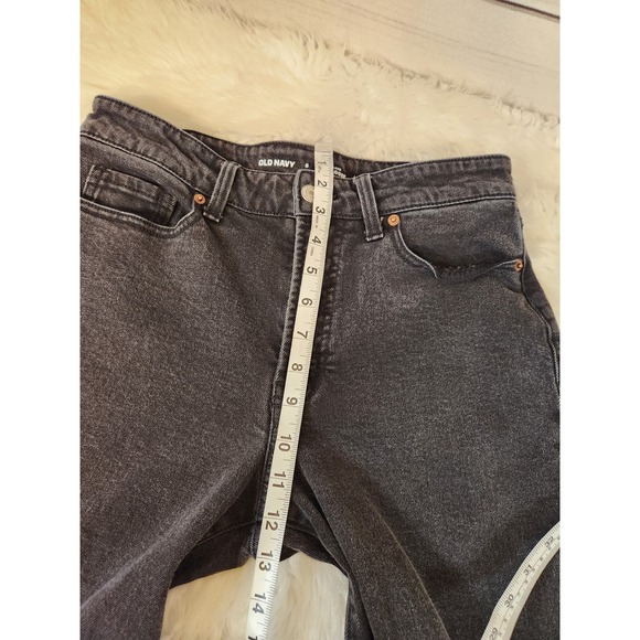 Old Navy Women's Black Stretch Solid High Rise Raw Hem Straight Leg Jeans Size 8 - Picture 6 of 7